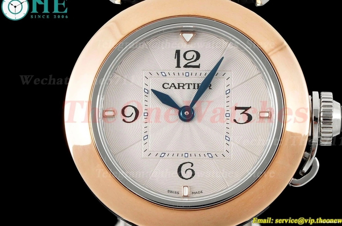 Cartier 30mm AF Dial Ladies Quartz De RG LE White Black Pasha 0303